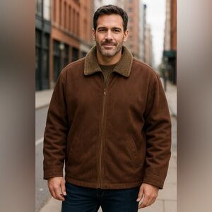 Bill Blass Men's Brown Sherpa Collar Barn Jacket size XL